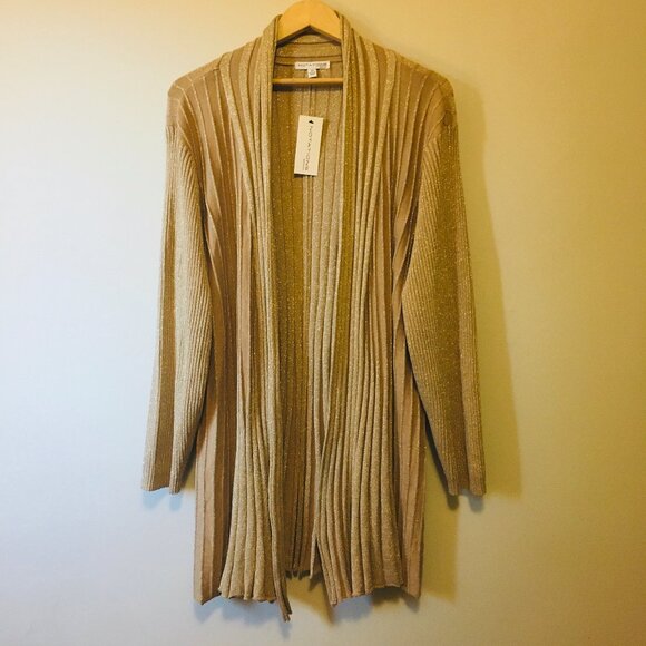 NWT Sparkly Ribbed Rayon Art Deco Cozily Decadent Open Cardigan - Picture 13 of 16